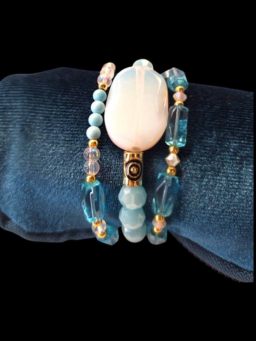 Blue Multi-Bead Bracelet Set of Three By Fucci Minnulli